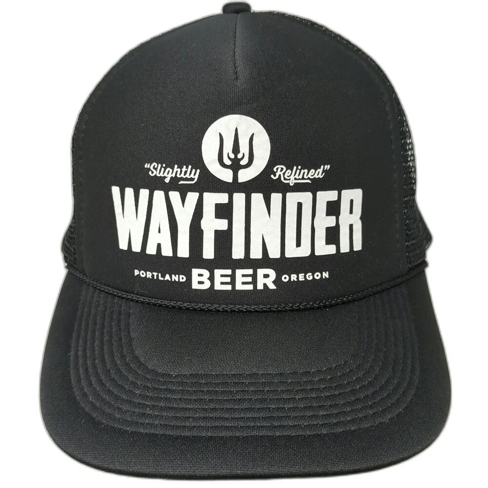 Otto Trucker Hat Black One Size Wayfinder Beer Portland Oregon Brewery Snapback